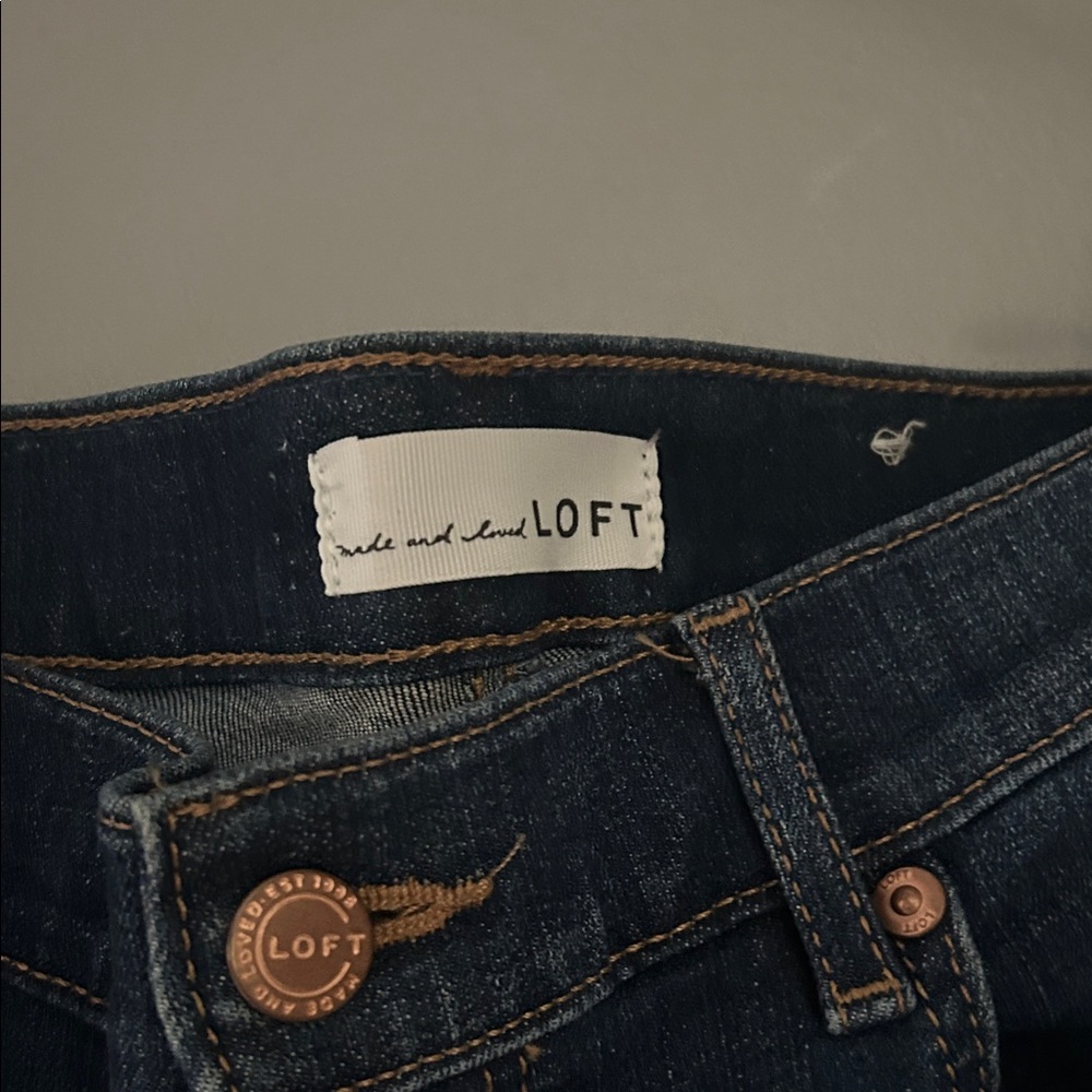 LOFT Dark Indigo Skinny Jeans with Button Fly - Picture 2 of 8